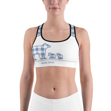 Load image into Gallery viewer, Sports Bra Blue Plaid Mama Bear Two Cubs