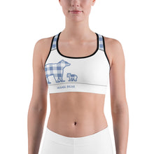 Load image into Gallery viewer, Sports Bra Blue Plaid Mama Bear One Cub