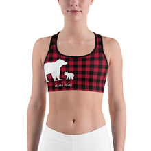 Load image into Gallery viewer, Sports Bra Red Plaid Mama Bear One Cub