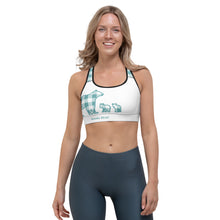 Load image into Gallery viewer, Sports Bra Aqua Plaid Mama Two Cubs