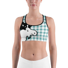 Load image into Gallery viewer, Sports Bra Aqua Plaid Moose