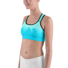 Load image into Gallery viewer, Sports Bra Aqua Blue Moose Silhouette