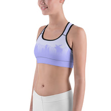 Load image into Gallery viewer, Sports Bra Periwinkle Moose Silhouette