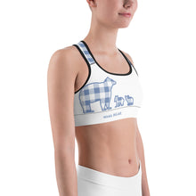 Load image into Gallery viewer, Sports Bra Blue Plaid Mama Bear Two Cubs