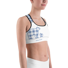Load image into Gallery viewer, Sports Bra Blue Plaid Mama Bear One Cub