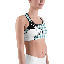 Load image into Gallery viewer, Sports Bra Aqua Plaid Moose