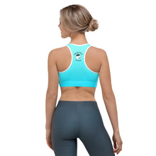 Load image into Gallery viewer, Sports Bra Aqua Blue Gradient Moose Silhouette