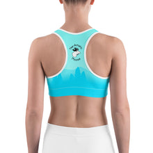 Load image into Gallery viewer, Sports Bra Aqua Blue Moose Silhouette