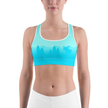Load image into Gallery viewer, Sports Bra Aqua Blue Moose Silhouette
