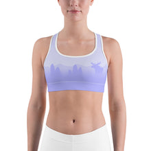 Load image into Gallery viewer, Sports Bra Periwinkle Moose Silhouette
