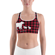Load image into Gallery viewer, Sports Bra Red Plaid Mama Bear Two Cubs