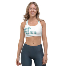 Load image into Gallery viewer, Sports Bra Aqua Plaid Mama Two Cubs