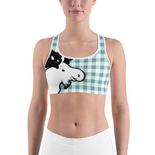 Load image into Gallery viewer, Sports Bra Aqua Plaid Moose