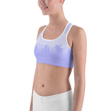 Load image into Gallery viewer, Sports Bra Periwinkle Moose Silhouette
