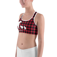 Load image into Gallery viewer, Sports Bra Red Plaid Mama Bear Two Cubs