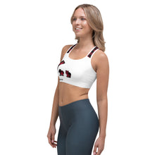 Load image into Gallery viewer, Sports Bra White Front Red Plaid Mama Bear Two Cubs