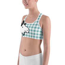 Load image into Gallery viewer, Sports Bra Aqua Plaid Moose