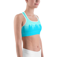 Load image into Gallery viewer, Sports Bra Aqua Blue Moose Silhouette