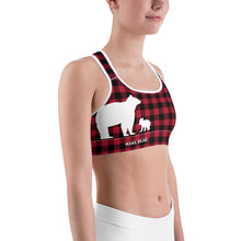 Load image into Gallery viewer, Sports Bra Red Plaid Mama Bear One Cub