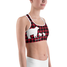Load image into Gallery viewer, Sports Bra Red Plaid Mama Bear Two Cubs