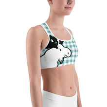 Load image into Gallery viewer, Sports Bra Aqua Plaid Moose