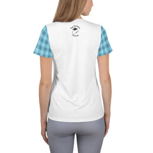 Load image into Gallery viewer, Women's Athletic T-shirt Aqua Blue Plaid Nana Dad's Making Me..