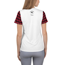 Load image into Gallery viewer, Women's Athletic T-shirt Red Plaid The Artistic Moose