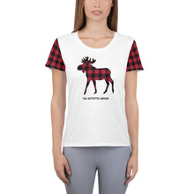 Load image into Gallery viewer, Women's Athletic T-shirt Red Plaid The Artistic Moose