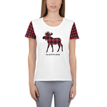 Load image into Gallery viewer, Women's Athletic T-shirt Red Plaid The Artistic Moose