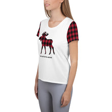 Load image into Gallery viewer, Women's Athletic T-shirt Red Plaid The Artistic Moose