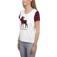 Load image into Gallery viewer, Women's Athletic T-shirt Red Plaid The Artistic Moose