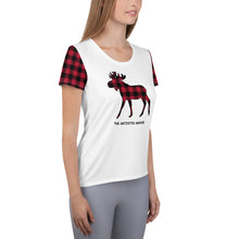 Load image into Gallery viewer, Women's Athletic T-shirt Red Plaid The Artistic Moose