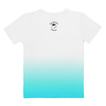 Load image into Gallery viewer, Women's T-shirt White Aqua Blue The Artistic Moose