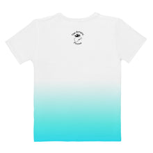 Load image into Gallery viewer, Women's T-shirt White Aqua Blue The Artistic Moose