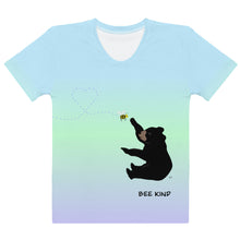 Load image into Gallery viewer, Women's T-shirt Blue Lime Green Periwinkle Bee Kind