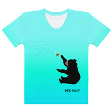 Load image into Gallery viewer, Women's T-shirt Aqua Green Blue Bee Kind