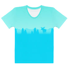 Load image into Gallery viewer, Women's T-shirt Aqua Lighter Blue Moose