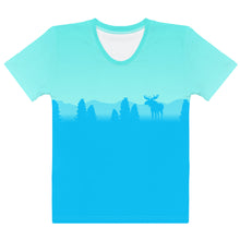 Load image into Gallery viewer, Women's T-shirt Aqua Darker Blue Moose
