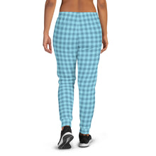 Load image into Gallery viewer, Women's Joggers Aqua Blue Plaid