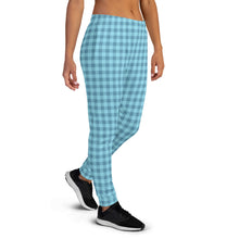 Load image into Gallery viewer, Women's Joggers Aqua Blue Plaid