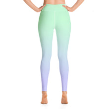 Load image into Gallery viewer, Yoga Leggings Blue Lime Green Periwinkle Moose Silhouette