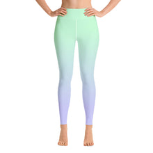 Load image into Gallery viewer, Yoga Leggings Blue Lime Green Periwinkle Moose Silhouette