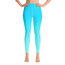 Load image into Gallery viewer, Yoga Leggings Aqua Blue Gradient Moose Silhouette
