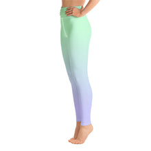 Load image into Gallery viewer, Yoga Leggings Blue Lime Green Periwinkle Moose Silhouette