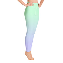 Load image into Gallery viewer, Yoga Leggings Blue Lime Green Periwinkle Moose Silhouette