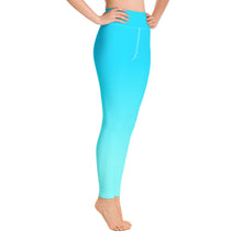 Load image into Gallery viewer, Yoga Leggings Aqua Blue Gradient Moose Silhouette