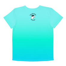 Load image into Gallery viewer, Youth Crew Neck T-shirt Aqua Green Blue Grandma Is Proud Of You