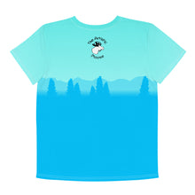 Load image into Gallery viewer, Youth Crew Neck T-shirt Aqua Darker Blue Bear Silhouette