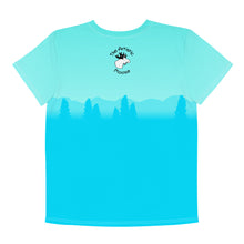 Load image into Gallery viewer, Youth Crew Neck T-shirt Aqua Lighter Blue Bear Silhouette