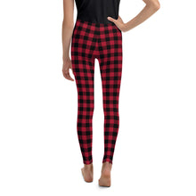 Load image into Gallery viewer, Youth Leggings Red Plaid Time For A Bear Hug